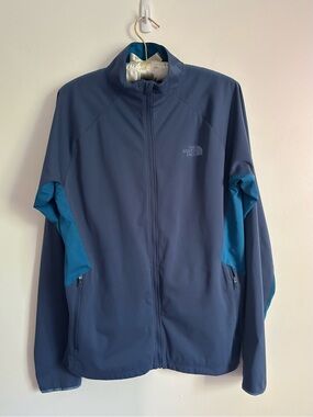 The North Face Men's Deep Blue and Teal Full-Zip Light Weight Performance Jacket